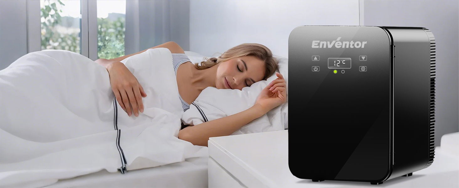 Mini холодильник Enventor 10L: портативний, з подвійним охолодженням, 12V/220V, для авто, кімнати, офісу (чорний)