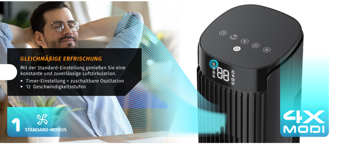 Вентилятор підлоговий Brandson DC Turm з Wi-Fi, керування через Smart Life, енергоефективний, тихий, з пультом - ECO GREEN