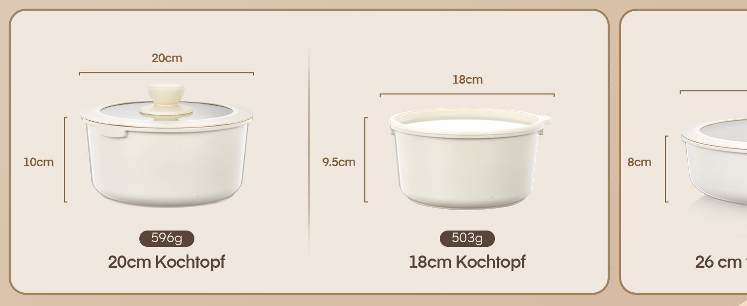 Набір посуду Fohere 16 предметів з керамічним антипригарним покриттям та знімними ручками, для індукційних плит, з кришками