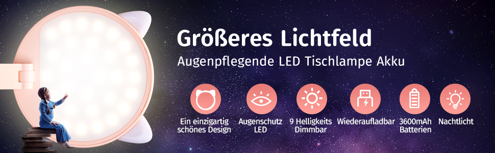 Світлодіодна лампа для читання One Fire 48 LED, рожева - 3 режими, 10 рівнів яскравості, USB, адаптер 10W, 40 см, гнучка 360°, нічник для дитячого ліжечка