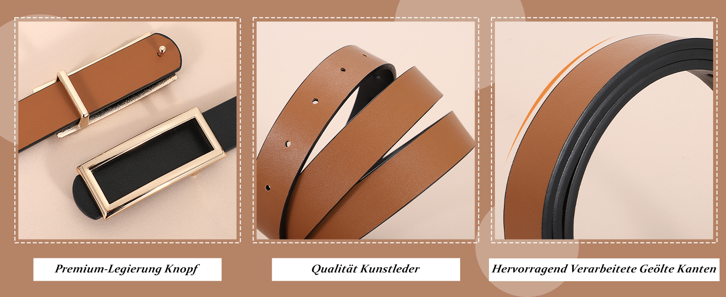 Жіночий ремінь VONMELLI вузький шкіряний, з золотою пряжкою, чорний/коричневий (срібна пряжка), 120 см (93-103 см талія)