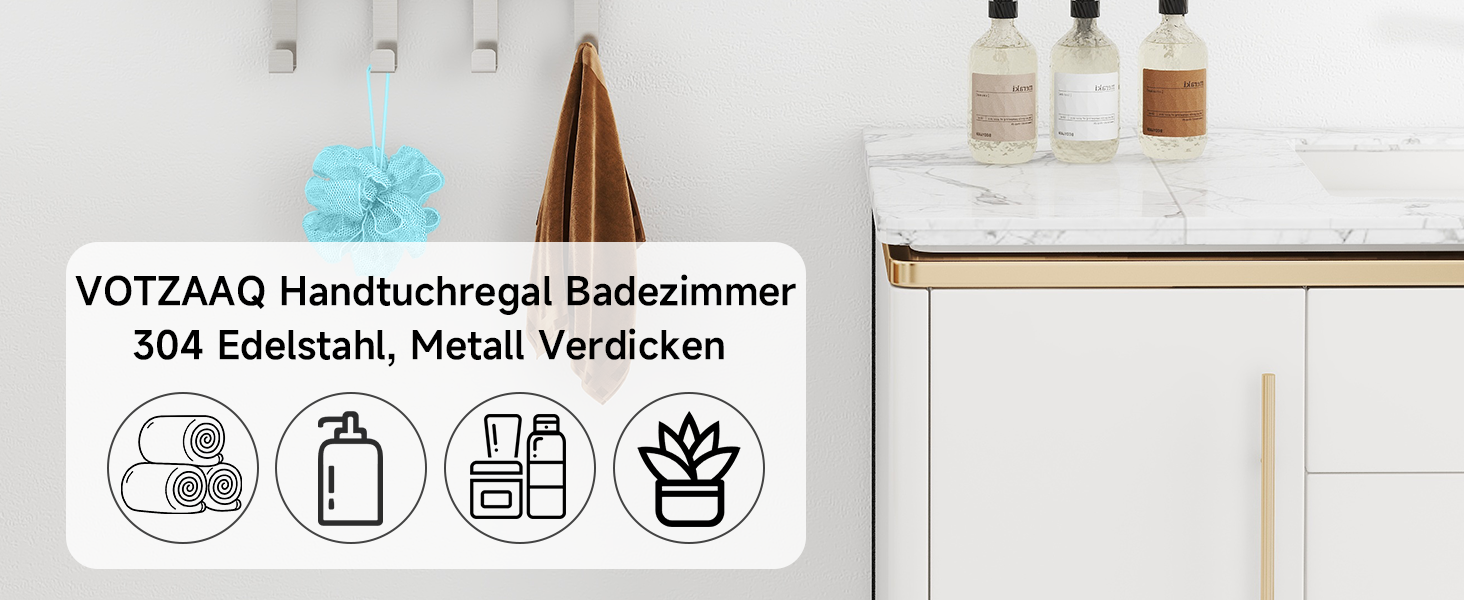 Трирівнева підставка для рушників з металевою полицею та 4 гачками, 86 см, срібна | Підставка для рушників для ванної кімнати
