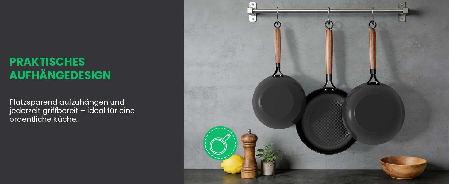 Чавунна сковорода YUTANN 28 см, для індукції, газу, електроплити, з антипригарним покриттям, без PFAS/PFOA, чорна