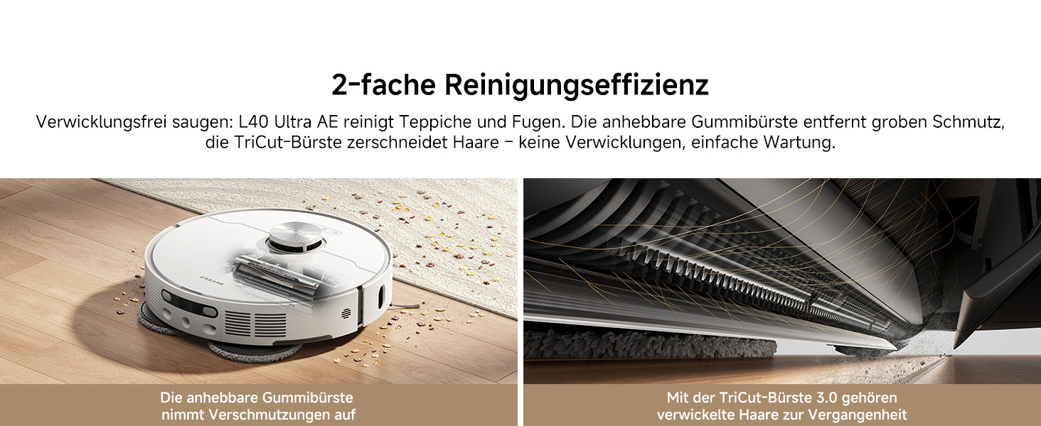 Робот-пилосос Dreame L40 Ultra AE з функцією миття, 19000 Па потужність всмоктування, багато щіток та гнучкий моп, для вологого та сухого прибирання. Автоматична станція очищення пилу.