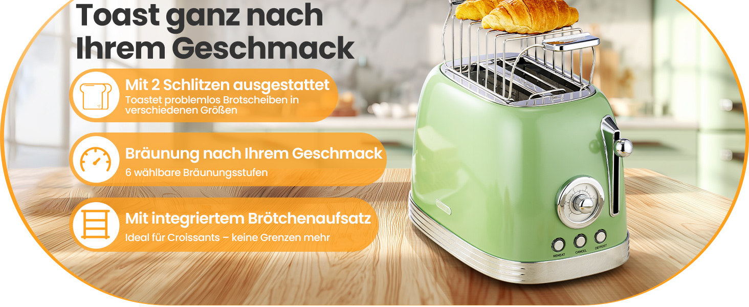 Електричний чайник та тостер-сет Retro з нержавіючої сталі, 2200 Вт, 1.8 л, для чаю, кави, дитячого харчування, без BPA, зелений