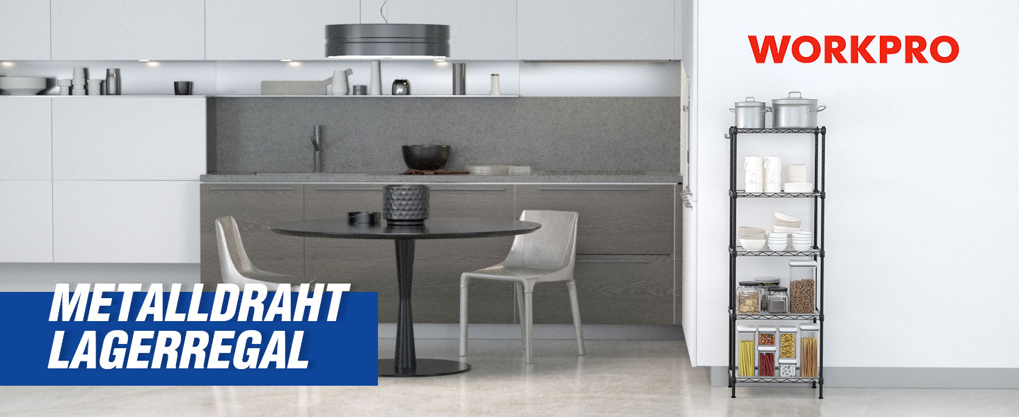WORKPRO Regal für Wohnzimmer, Lagerregal aus Metall