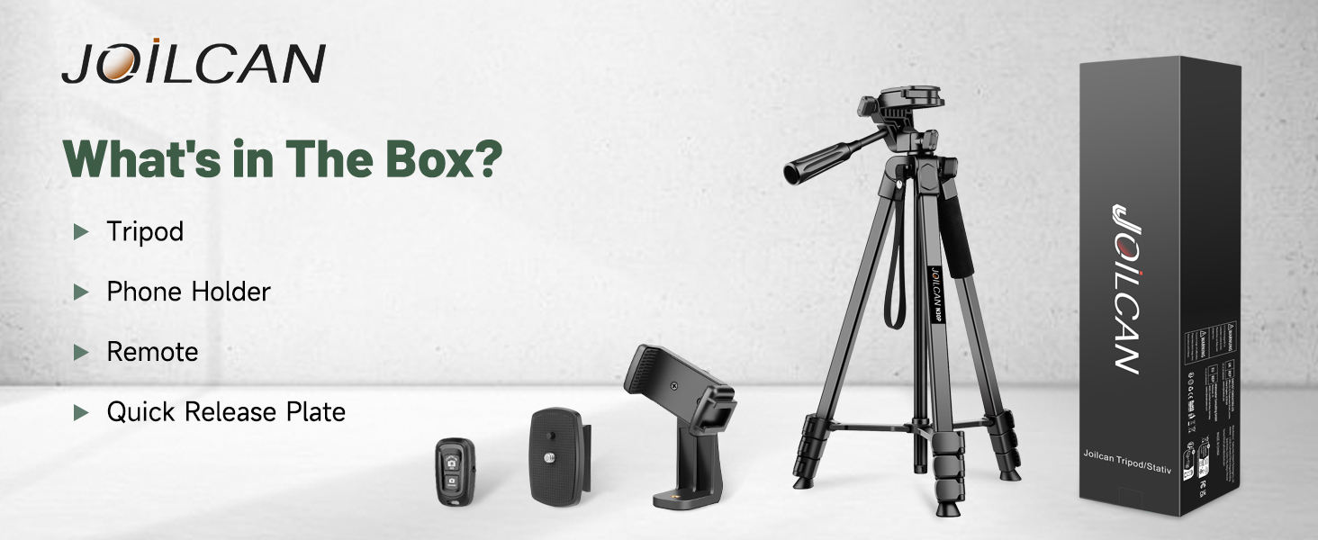 Штатив для камери JOILCAN 210.8 см, чорний: для фото та відеозйомки з DSLR, смартфонів та селфі-палиць
