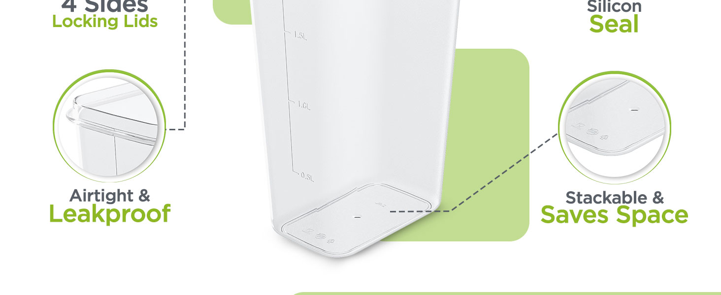 Набори контейнерів для зберігання KICHLY з кришкою (24 шт.) - герметичні контейнери для продуктів, BPA-free, для шафи/кухні, ідеальні для крупи, цукру, борошна та іншого