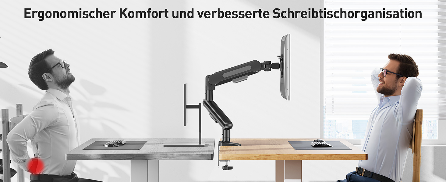 Кріплення для монітора ELIVED EV3235B-G: регульована підставка для монітора 17-34 дюймів, 2-12 кг, VESA 75/100mm, сірий