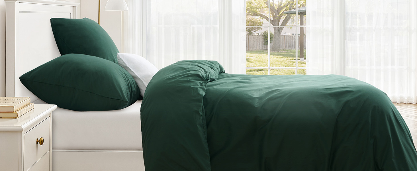 Комплект постільної білизни 135x200 зелений, бавовна, 4 частини (2 наволочки 80x80, 1 простирадло 135x200) з замком-блискавкою, сертифікат ÖKO-TEX