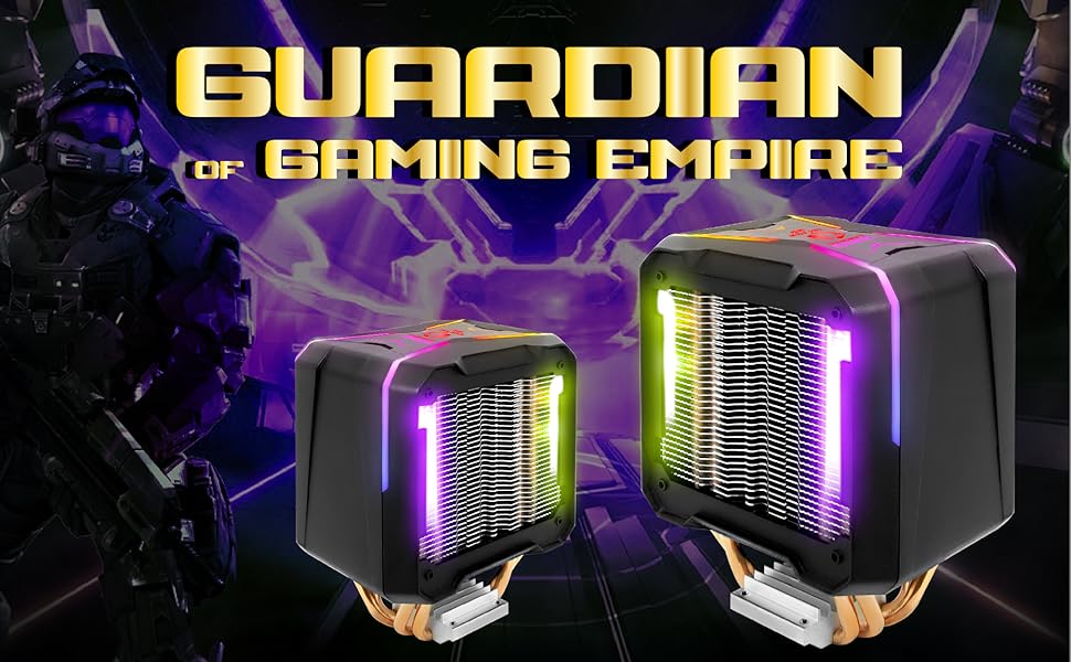 Кулер для ПК Empire Gaming Guardian V201 - RGB, 4 теплові трубки, для Intel та AMD