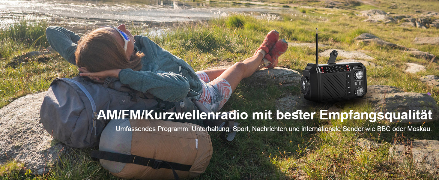 Радіо-приймач Kurbelradio з сонячною панеллю, Powerbank 2600mAh, AM/FM/SW, LED-ліхтарик та SOS-сигналом для екстрених ситуацій (Оранжевий)