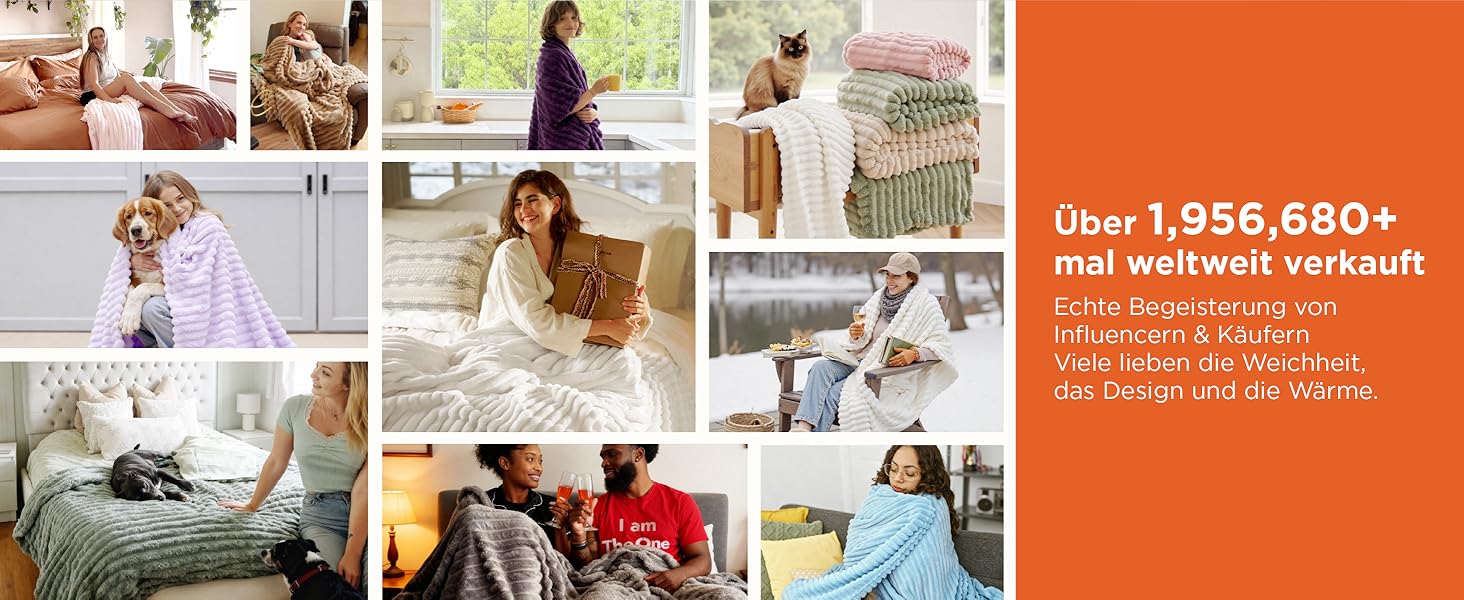 BEDSURE Плед-деко для дому - вовняний та флісовий плед, покривало на диван, м'який теплий плед з грубої в'язки для вітальні, плед для затишку, покривало на ліжко, бежевий, 150 x 200 см