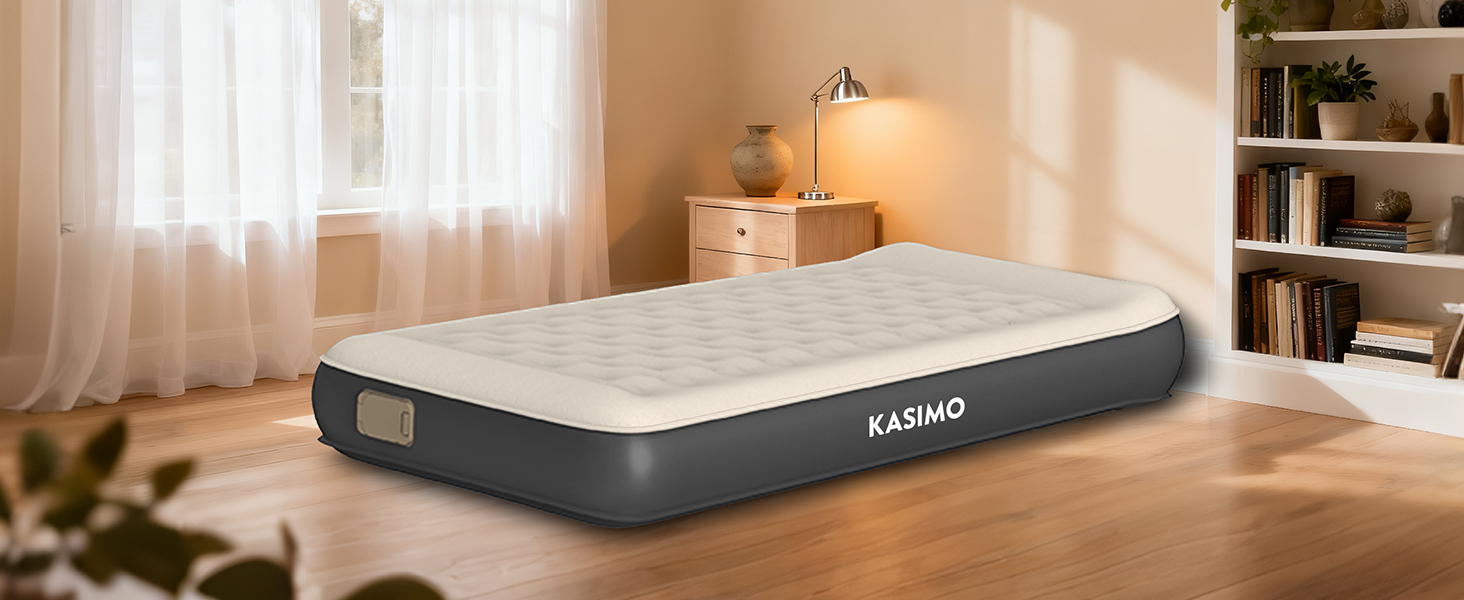 Надувний матрац KASIMO TPU самонадувний 1-місний з електричним насосом та подушкою, 190x90x22 см для дому та кемпінгу