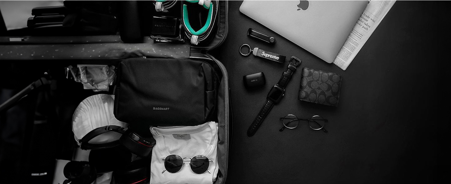 Чоловіча туалетна косметичка BAGSART для подорожей, 5L, темно-сіра (Basic, шкіряна фольга)