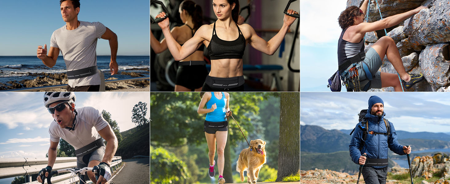 Водонепроникний поясний ремінь для телефону з 3 кишенями, спортивний пояс для бігу, бананка для чоловіків та жінок, чорний (7.0