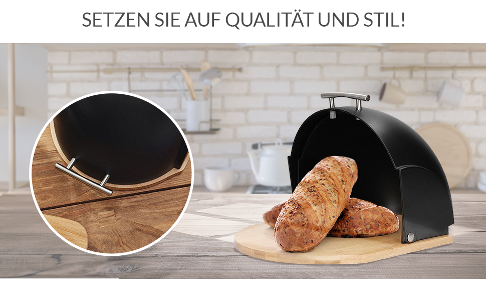 HOMLA Металева хлібниця з кришкою, 37 x 26 x 22 см, чорний Darvin