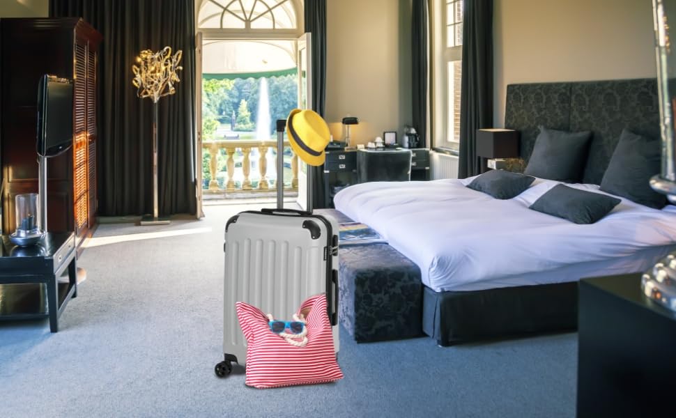 Набір валіз Arebos 4шт з ABS-пластику | Чотири валізи S-M-L-XL | Валіза-троль | З телескопічною ручкою та замком-блискавкою | 360° колеса | Сріблястий колір