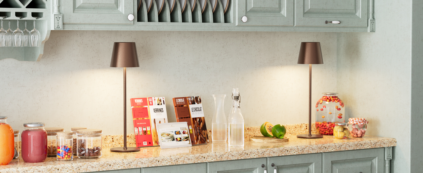 Набір з 2 бездротових настільних світильників LED з акумулятором, диммер сенсорний, 3 режими кольору, USB-C зарядка для спальні, столу, кемпінгу (Чорний)