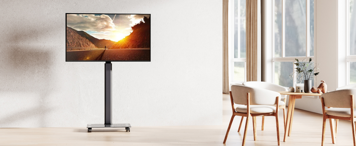 FITUEYES Rolling TV Stand with Wheels - Tilting ±15° Swivel ±35° Adjustable Height TV Cart for 19-42 inch Flat Screen TVs up to 35kg, VESA 200x200
