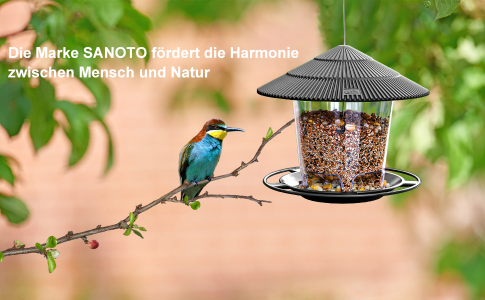 SANOTO Hanging Bird Feeder - Weatherproof Birdhouse for Wild Birds - Cone Flower Design - Brown - Balcony & Garden