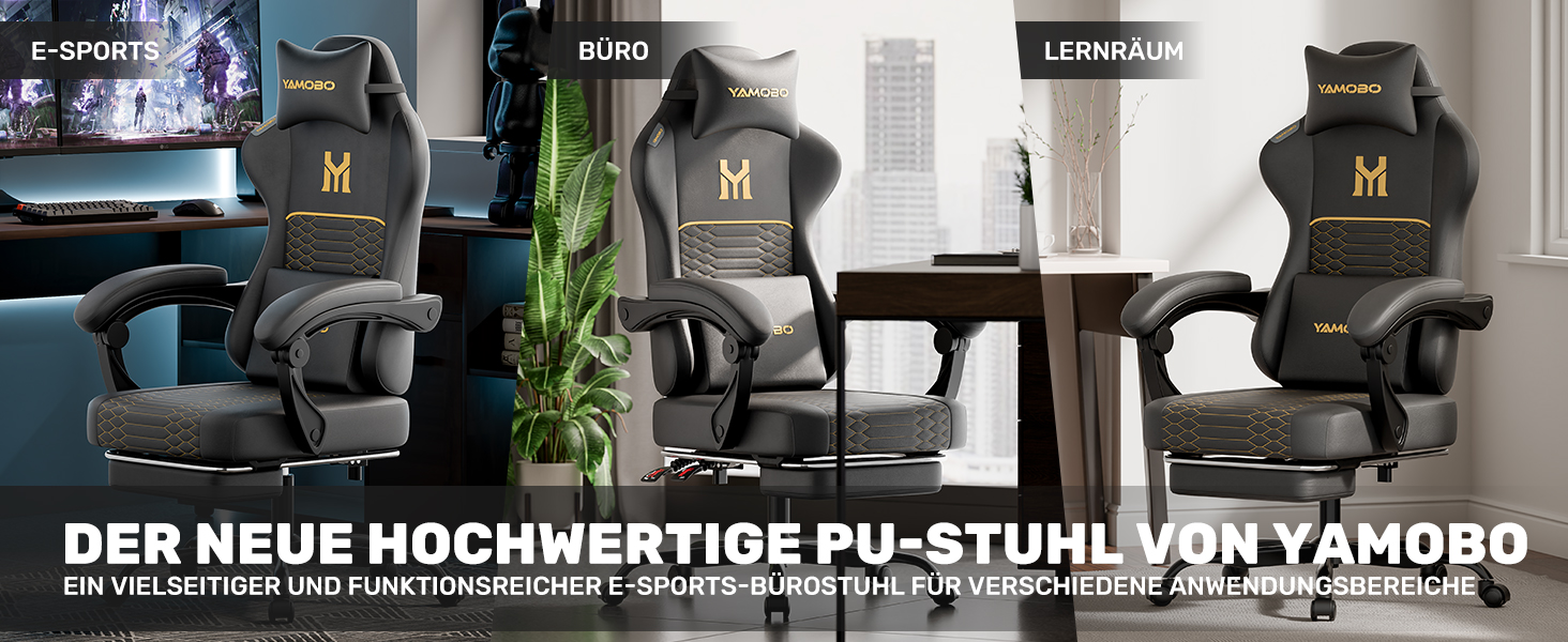 Геймерське крісло Ergonomisch з підлокітниками, підставкою для ніг, підтримкою попереку та голови, регульованою висотою, оббивка PU, сіре (P-black)