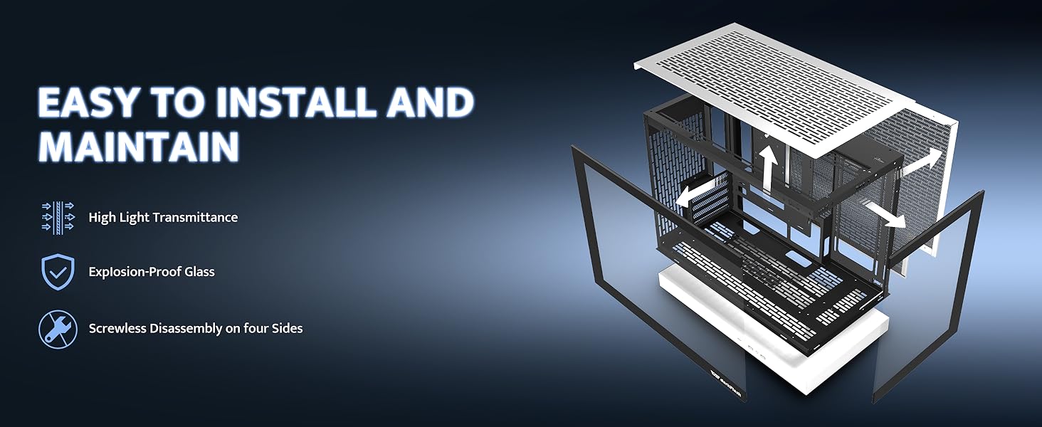 darkFlash FLOATRON F1(2025) - Корпус для ПК Micro-ATX з ефектом левітації, підтримка 360mm AIO, Typ-C, без RGB підсвітки