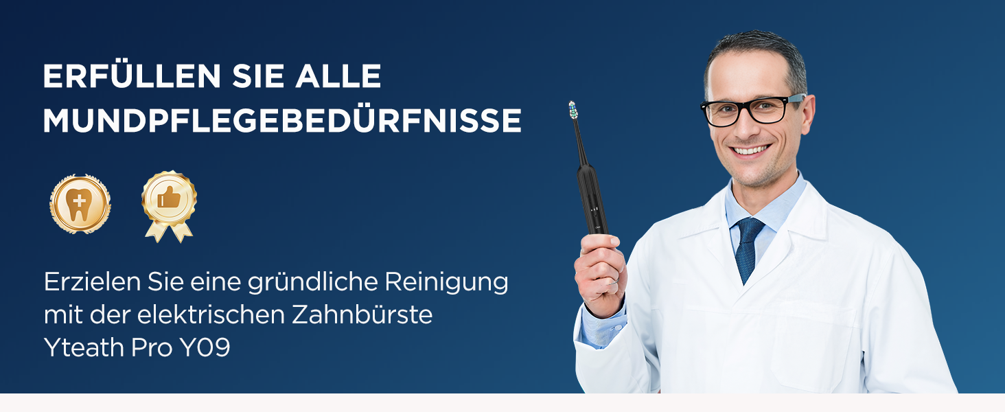Електрична звукова зубна щітка для дорослих та дітей, 5 режимів чищення, 3 рівні інтенсивності, таймер, 8 насадок, чохол для подорожей, акумуляторна, чорний Obsidianschwarz