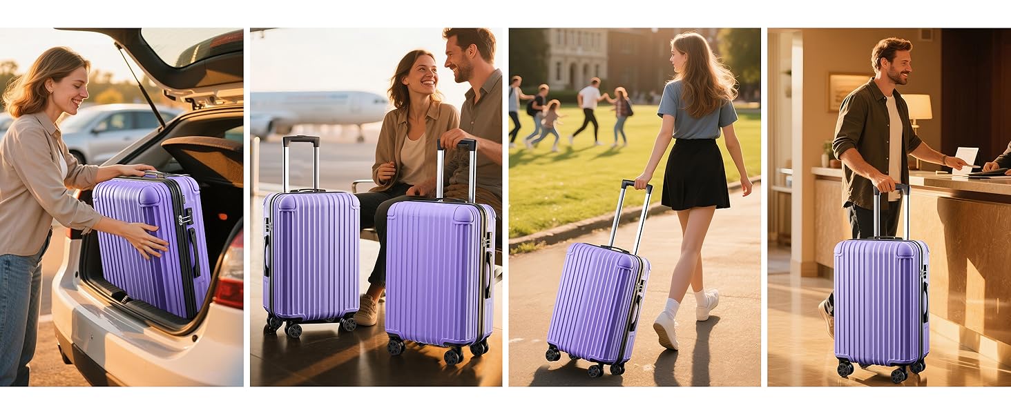 Набір валіз 3 в 1, жорсткий корпус, валізи та ролери з 4 колесами та кодовим замком, ручна валіза, темно-зелений набір