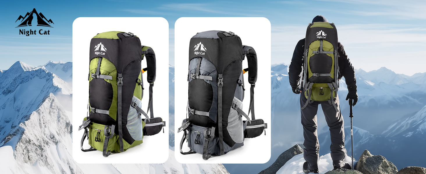 Рюкзак Night Cat Wanderrucksack 70/90 л для туризму, трекінгу, походів, подорожей, для чоловіків та жінок, дихаючий, для кемпінгу, альпінізму, велоподорожей