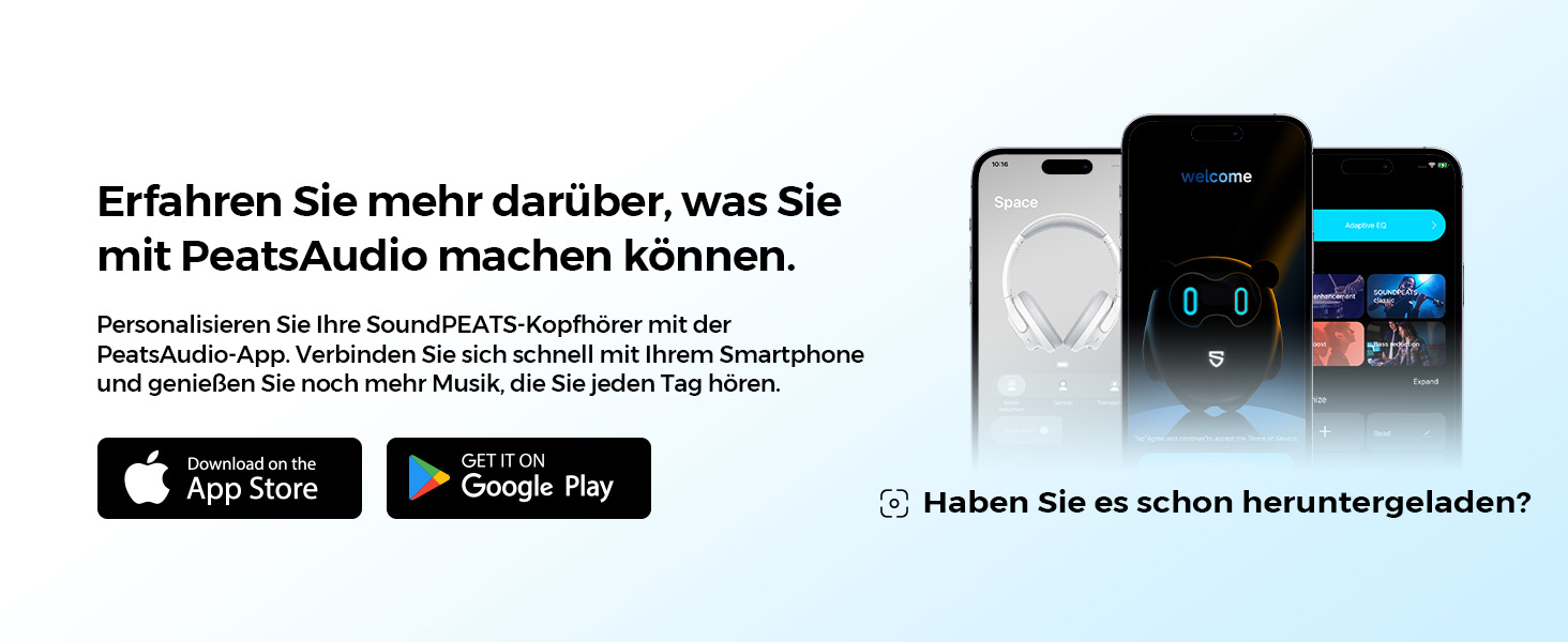 SoundPEATS Space: Бездротові навушники Over-Ear з гібридним ANC, ENC-мікрофоном та 40мм драйверами (білі)
