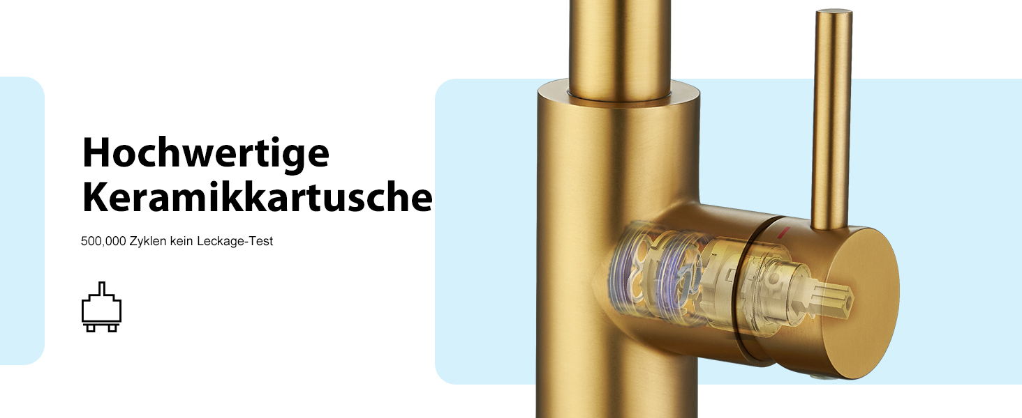 Кран кухонний CREA з 3 функціями: душ, висувний вилив, поворот на 360°, матовий золотий