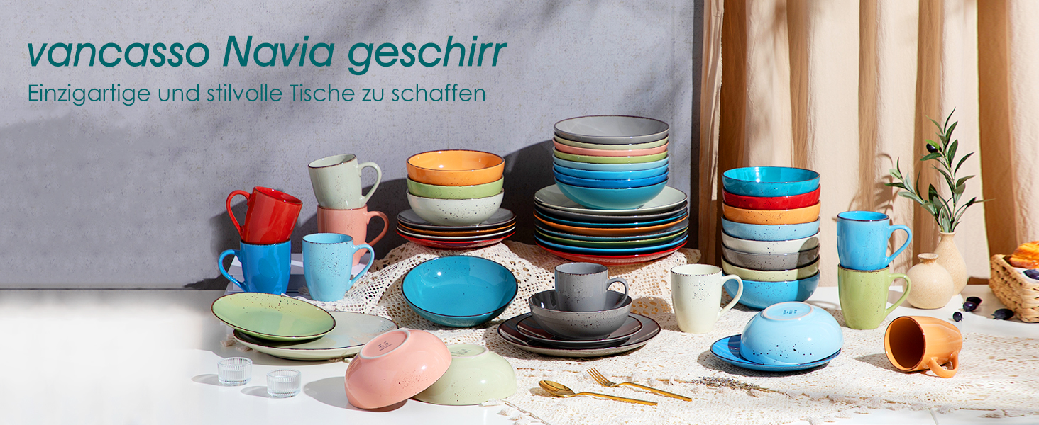 Сервіз Vancasso Serie Navia Teller, 32 елементи, на 8 осіб, сучасний дизайн (Рожевий, 16 елементів)