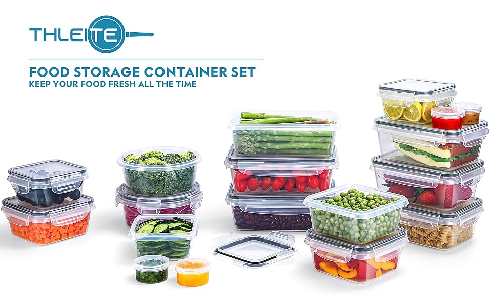 Набір контейнерів для зберігання продуктів 48 шт. (24 контейнери, 24 кришки) - BPA free, для холодильника, морозильника та мікрохвильової печі