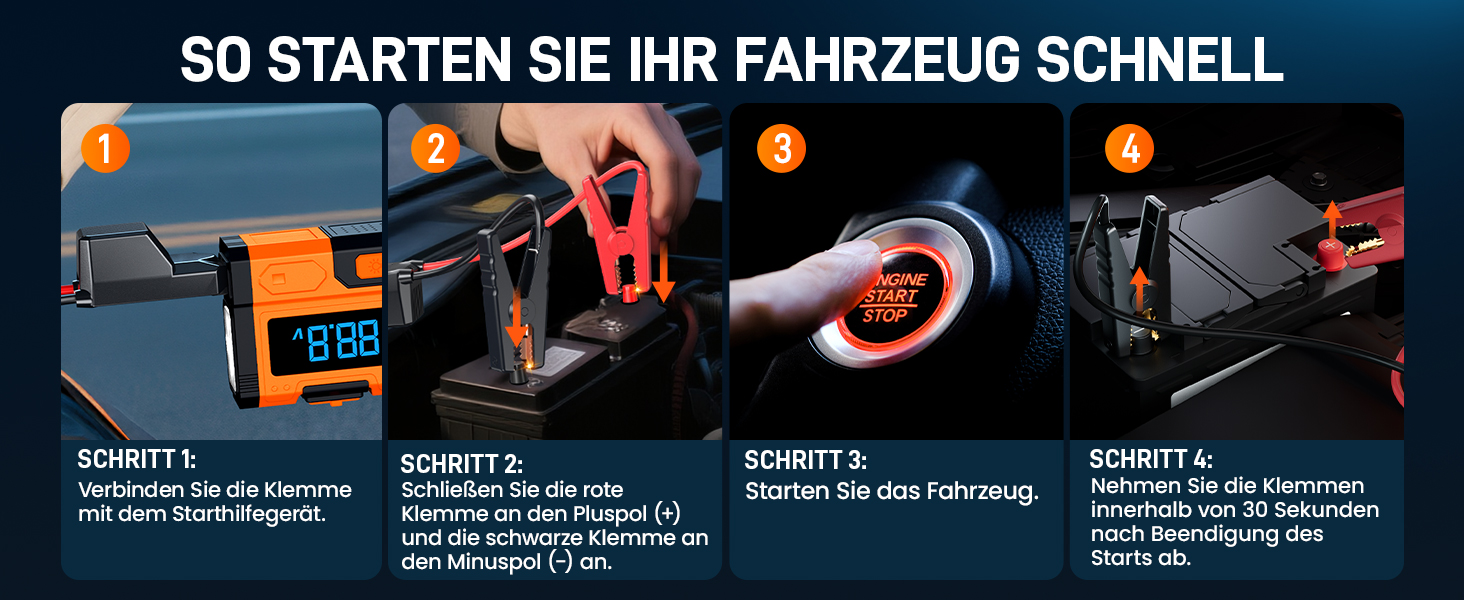 Powerbank для автомобіля Starthilfe 7000A-JDMCAR: пусковий пристрій з LCD екраном та ліхтариком