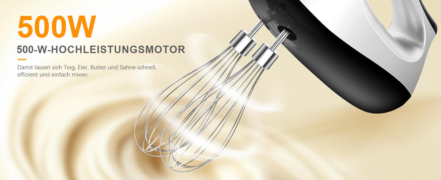 Електричний міксер 500W з набором аксесуарів для випічки (2 міксери, 2 гаки, 2 вінчики, збивач яєць, шпатель, підставка)