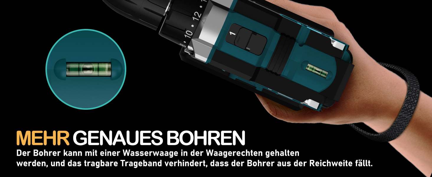 Акумуляторний шуруповерт Sundpey 21V з 2x2000mAh акумулятором, 45 Нм, 2 швидкості, 18+1 момент, патрон 10мм, набір 19шт для дому та DIY, блакитний