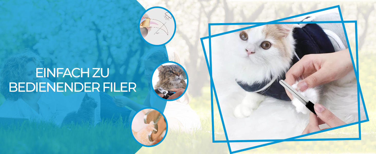 Професійні когтерізки для собак та котів Candure з пилочкою, нержавіюча сталь, 15 см, блакитні