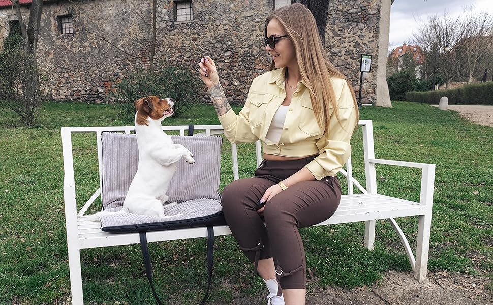 FREUDENTIER Килимок для собак на вулицю, складаний | З м'якою лежачою поверхнею з штучної шкіри, що стирається, водонепроникний та стійкий до бруду | Лежанка для собак у дорогу, виготовлено в ЄС (95x70 см)