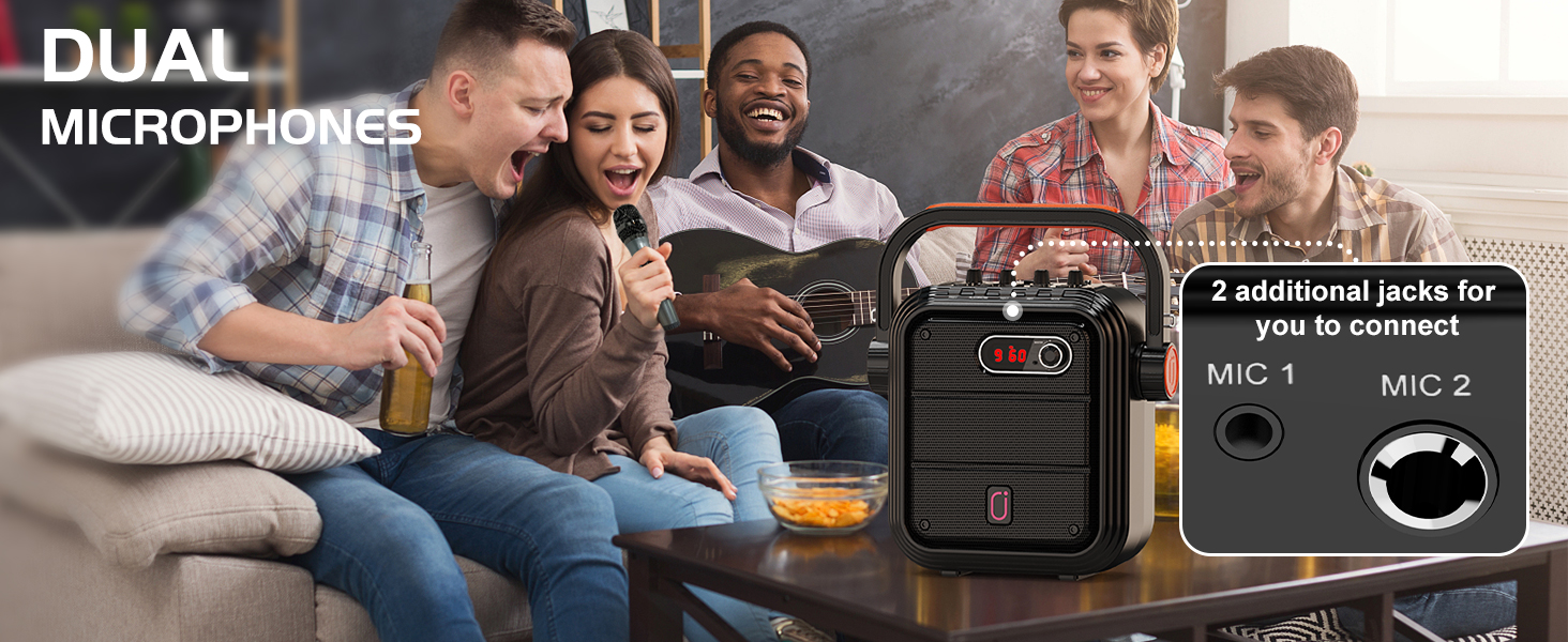 Караоке система JYX з 2 мікрофонами, Bluetooth, FM, USB, TF, AUX, Rec - PA Комплект для вечірок, дорослих та дітей