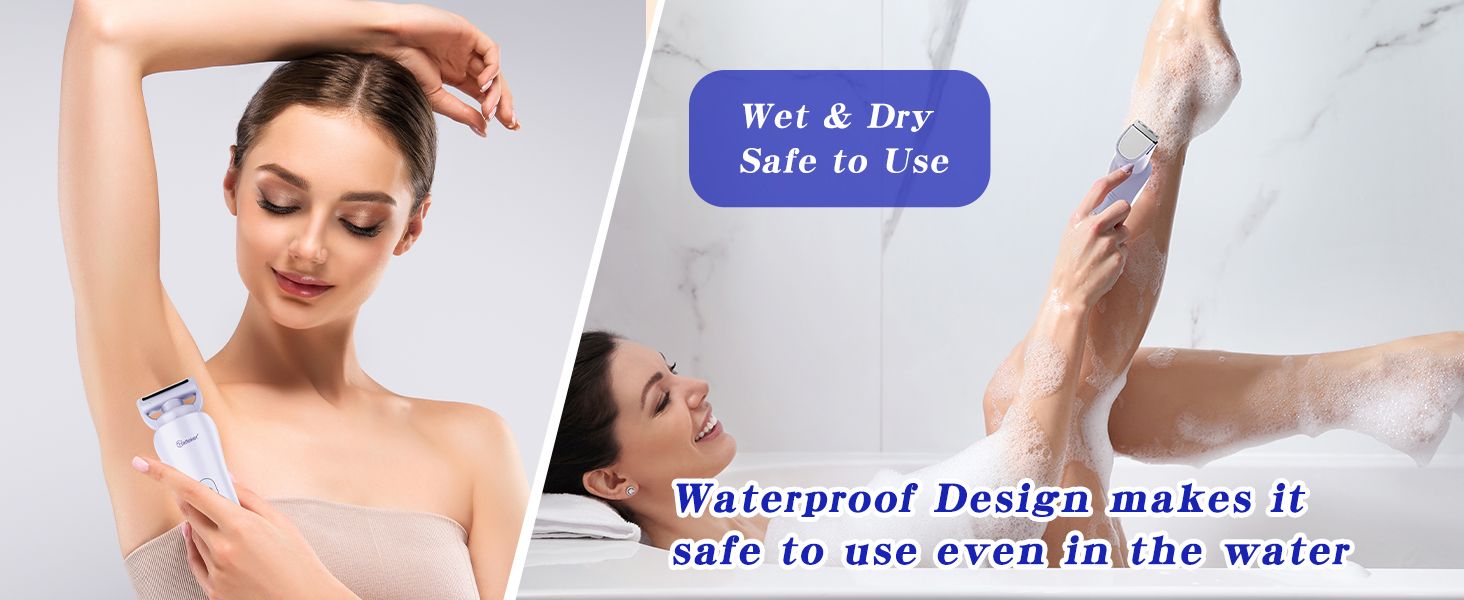 Електричний жіночий епілятор Hatteker 3-в-1: тример для бікіні, бритва та епілятор. З LED-дисплеєм, водонепроникний IPX7, USB-зарядка (фіолетовий)