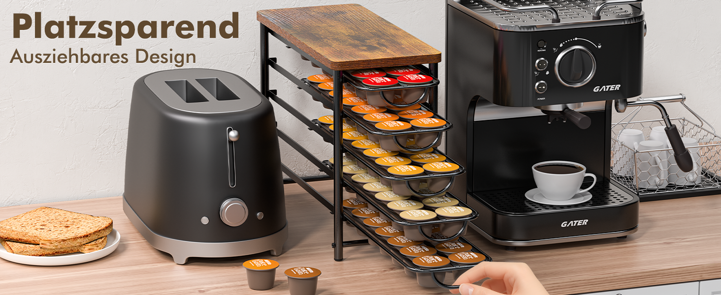 Тримач для капсул кави Dolce Gusto, 5-ярусний металевий ящик для капсул з тихими направляючими та антиковзними ніжками (на 72 капсули)