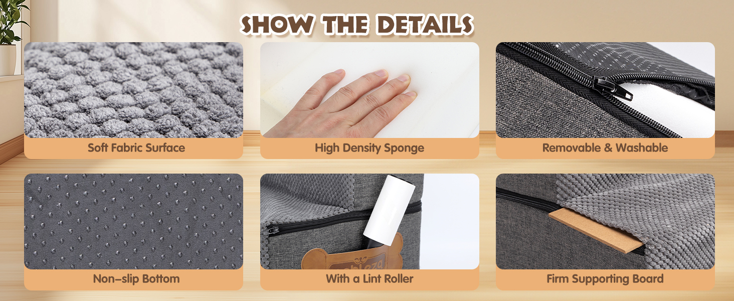 Східці для собак Nobleza: 3 сходинки для маленьких собак, котів, на ліжко, диван. З роликом для шерсті