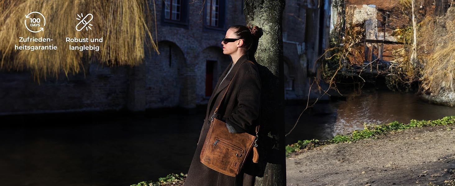 Сумка через плече Berliner Bags Siena Vintage з натуральної шкіри - жіноча сумка-месенджер (Горіховий колір)