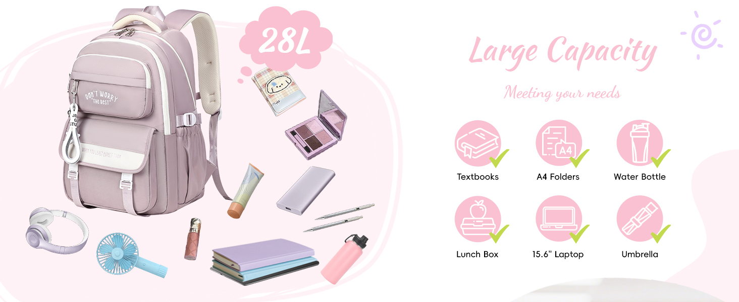 Шкільний рюкзак Tanou для підлітків, дівчаток, 4-12 клас. Великий водонепроникний рюкзак для школи, середньої та вищої освіти, блакитний