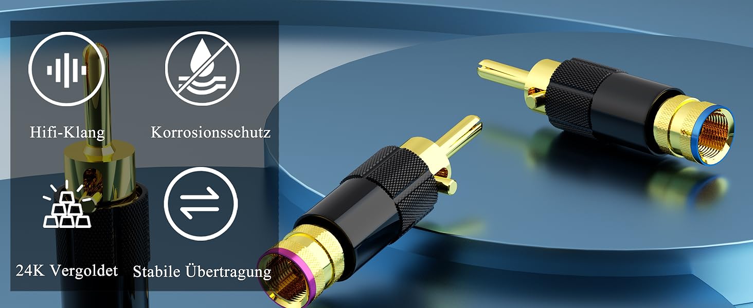 Комплект позолочених бананових роз'ємів Monosaudio (8 шт.) для акустичних кабелів, домашнього кінотеатру та AV-ресиверів, модель BA1410