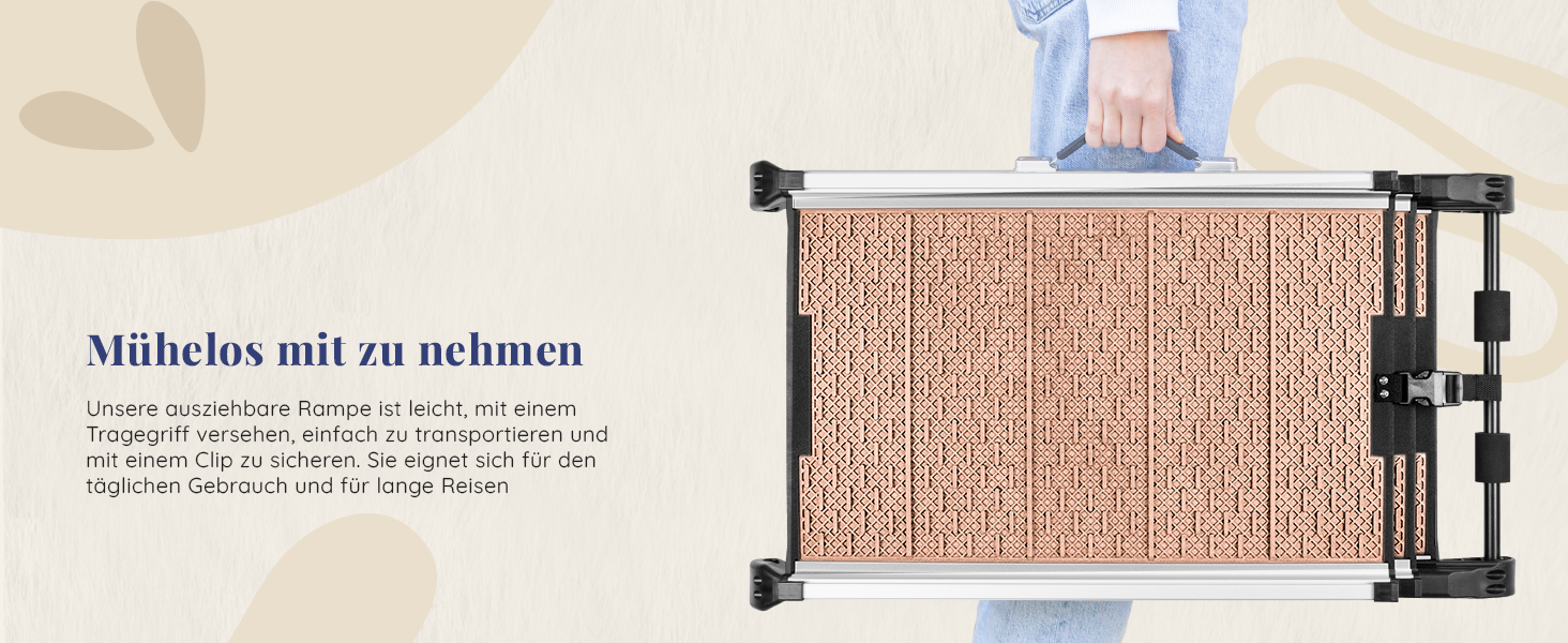 Рампа для собак у машину, складна, телескопічна, до 90 кг, для SUV та легкових автомобілів, з неслизьким покриттям, з кліпсою, з відбиваючими смугами