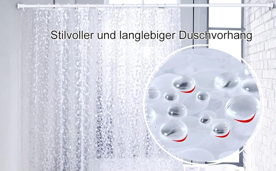 Штора для душу миюча Peva 300x200 см в білу крапку, антигрибкова, прозора для ванної кімнати