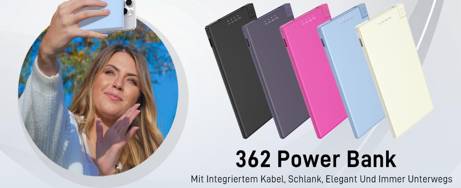 Power Bank Auskang 5000mAh Slim з кабелем для iPhone (до iPhone 14) - Чорний