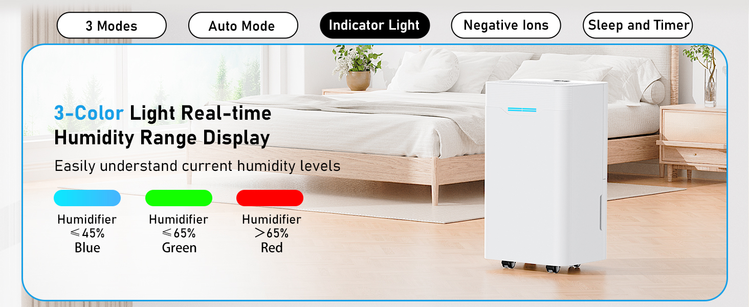 Електричний осушувач повітря 12L/день з таймером 24 год, 3 режими, автоматичне вимкнення, шланг для зливу, для приміщень до 100 м³, білий